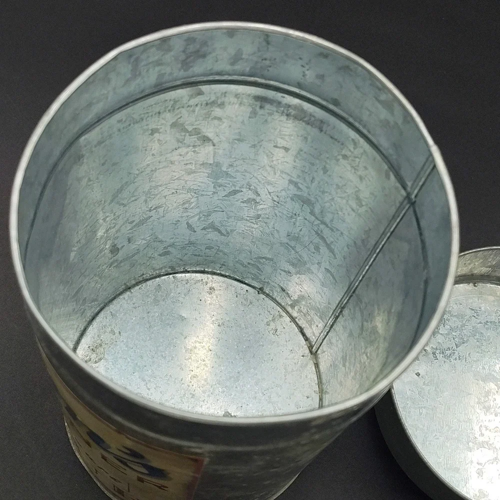 Nesting Canister Galvanized Steel Retro Style Lid 10in X 5.5in B40.1GA4040